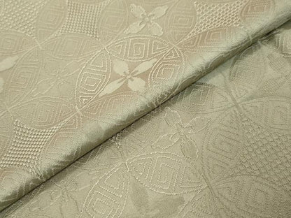平和屋着物●上質な色無地　七宝花地紋　柳煤竹色　正絹　逸品　DABK0554ud