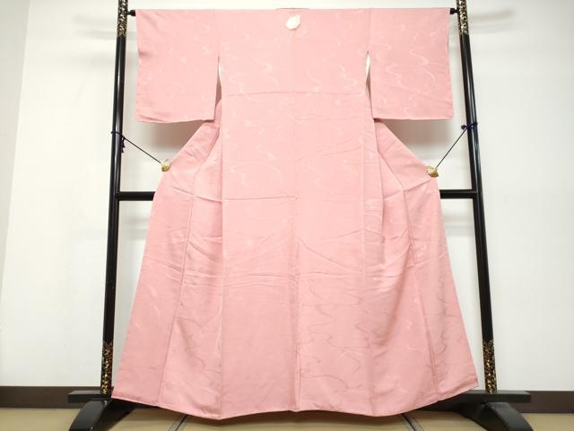 平和屋着物●上質な色無地　流水地紋　桃色　やまと誂製　正絹　逸品　未使用　DABK0555ud
