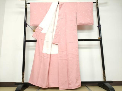 平和屋着物●上質な色無地　流水地紋　桃色　やまと誂製　正絹　逸品　未使用　DABK0555ud