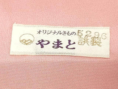 平和屋着物●上質な色無地　流水地紋　桃色　やまと誂製　正絹　逸品　未使用　DABK0555ud
