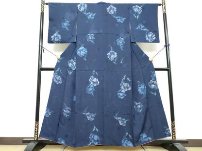 平和屋着物●上質な小紋　地紋起こし　草花文　正絹　逸品　DABK0557ud