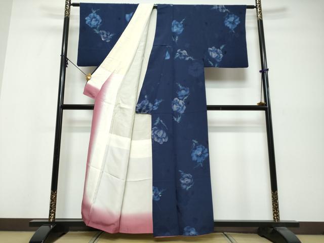 平和屋着物●上質な小紋　地紋起こし　草花文　正絹　逸品　DABK0557ud