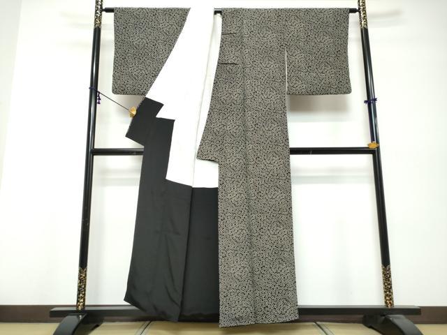 平和屋着物●江戸小紋　小花尽くし　黒地　正絹　逸品　DABK0562ud