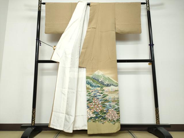平和屋着物●豪華色留袖　友禅　作家物　風景群れ鳥花文　暈し染め　正絹　逸品　DABK0567ud