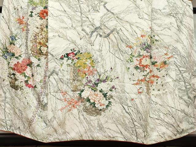 平和屋着物●訪問着　駒刺繍　飾花文　金彩　鈴乃屋扱い　正絹　逸品　DABK0571ud