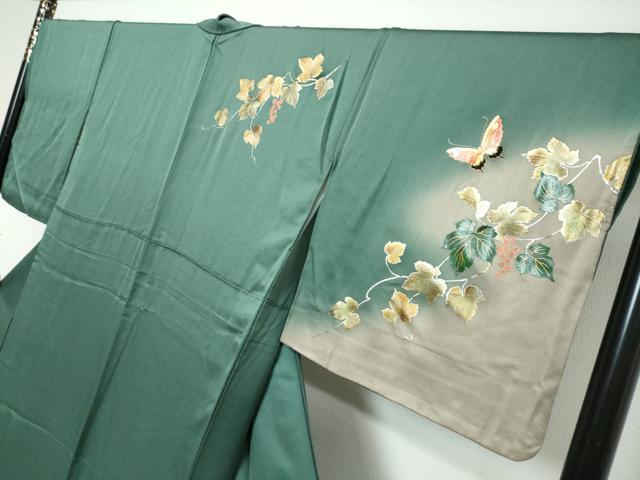 平和屋着物●訪問着　花蝶文　暈し染め　金彩　正絹　逸品　DABK0572ud