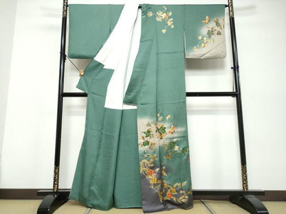 平和屋着物●訪問着　花蝶文　暈し染め　金彩　正絹　逸品　DABK0572ud