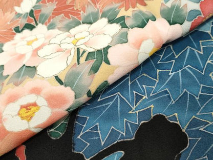 平和屋着物●本加賀友禅作家　北　盛夫　黒留袖　草花文　金彩　正絹　逸品　DABK0576ud