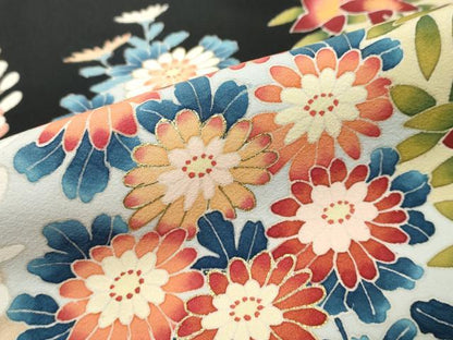 平和屋着物●本加賀友禅作家　北　盛夫　黒留袖　草花文　金彩　正絹　逸品　DABK0576ud