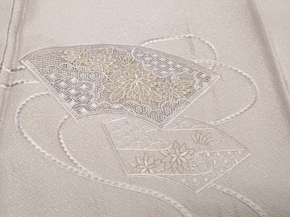 平和屋着物●色留訪問着　総刺繍　地紙花文　金糸　正絹　逸品　DABK0585ud