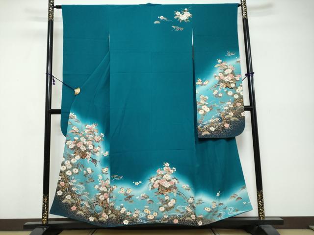 平和屋着物●豪華振袖　花車文　暈し染め　金彩　鈴乃屋扱い　正絹　逸品　DABK0588ud