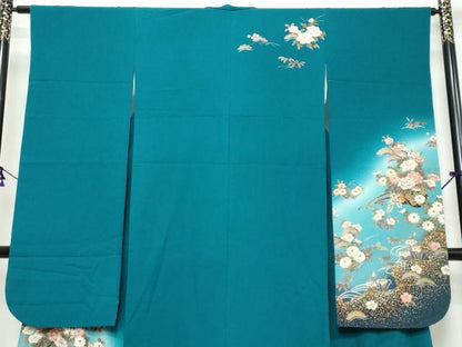 平和屋着物●豪華振袖　花車文　暈し染め　金彩　鈴乃屋扱い　正絹　逸品　DABK0588ud