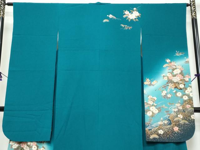 平和屋着物●豪華振袖　花車文　暈し染め　金彩　鈴乃屋扱い　正絹　逸品　DABK0588ud