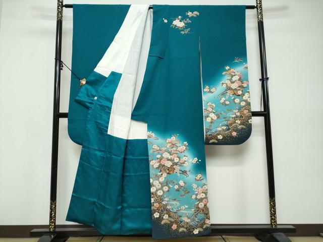 平和屋着物●豪華振袖　花車文　暈し染め　金彩　鈴乃屋扱い　正絹　逸品　DABK0588ud
