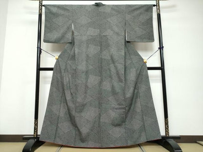 平和屋着物●江戸小紋　大小霰　黒地　正絹　逸品　DABK0589ud