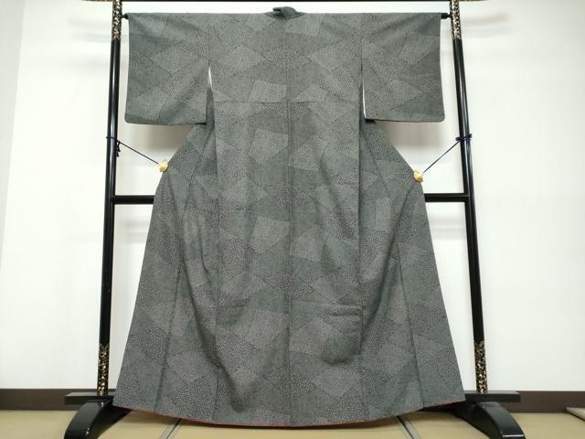 平和屋着物●江戸小紋　大小霰　黒地　正絹　逸品　DABK0589ud