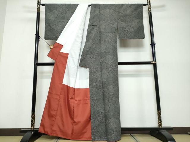 平和屋着物●江戸小紋　大小霰　黒地　正絹　逸品　DABK0589ud