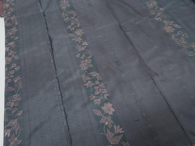 平和屋着物●中国三大刺繍　スワトウ刺繍　汕頭刺繍　本場大島紬　草花間道　正絹　逸品　未使用　DABK0591ud