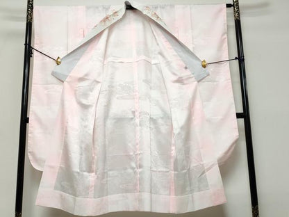 平和屋着物●振袖用長襦袢　無双仕立て　エ霞花地紋　暈し染め　半衿刺繍　洗える着物　未使用　DABK0593ud
