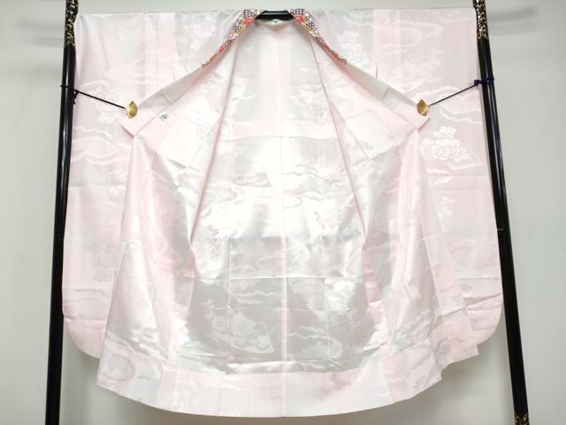 平和屋着物●振袖用長襦袢　無双仕立て　雲霞地紙花地紋　京都きもの友禅扱い　半衿刺繍　洗える着物　DABK0596ud