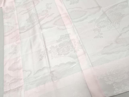 平和屋着物●振袖用長襦袢　無双仕立て　雲霞地紙花地紋　京都きもの友禅扱い　半衿刺繍　洗える着物　DABK0596ud