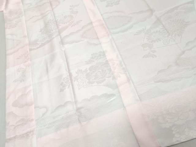 平和屋着物●振袖用長襦袢　無双仕立て　雲霞地紙花地紋　京都きもの友禅扱い　半衿刺繍　洗える着物　DABK0596ud