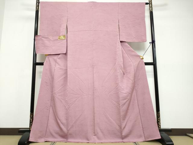 平和屋着物●上質な色無地　芝地紋　菖蒲色　反端付き　正絹　逸品　DABK0598ud