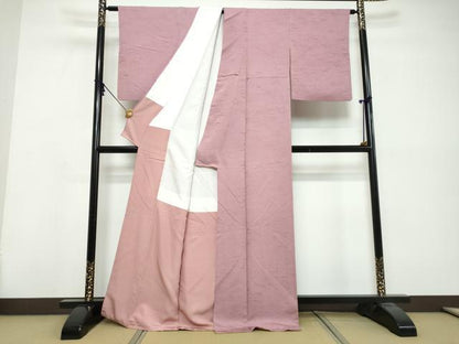平和屋着物●上質な色無地　芝地紋　菖蒲色　反端付き　正絹　逸品　DABK0598ud
