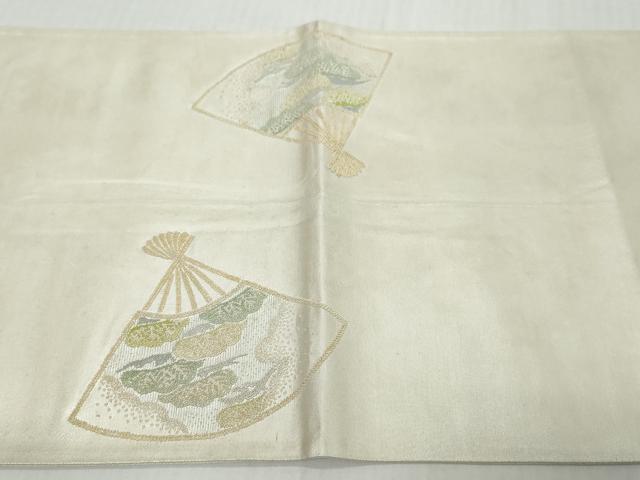 平和屋着物◎中国三大刺繍　相良刺繍　太鼓柄文袋帯　総刺繍　扇面梅松文　正絹　逸品　DABK0607ud