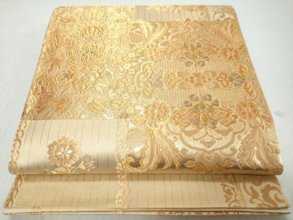 平和屋本店▼六通柄袋帯　更紗洋花文　本金二重箔　正絹　逸品　DABK0620ud