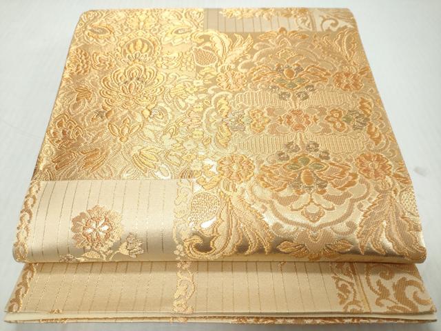 平和屋本店▼六通柄袋帯　更紗洋花文　本金二重箔　正絹　逸品　DABK0620ud