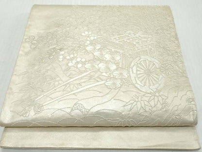平和屋着物◎中国三大刺繍　相良刺繍　総刺繍　太鼓柄袋帯　花車文　正絹　逸品　DABK0622ud