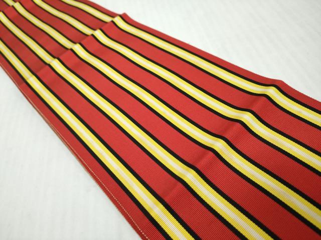 平和屋着物◎本場筑前博多織　半幅帯　間道　証紙付き　単衣帯　正絹　逸品　DABK0633ud