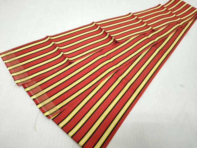 平和屋着物◎本場筑前博多織　半幅帯　間道　証紙付き　単衣帯　正絹　逸品　DABK0633ud