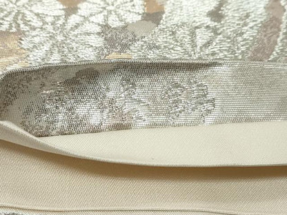 平和屋着物◎六通柄袋帯　京洛錦　二重引箔　雲取草花文　金銀糸　正絹　逸品　DABK0644ud