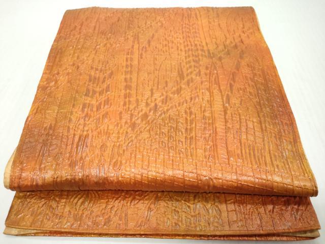 平和屋着物◎全通柄袋帯　纐纈　風景文　正絹　逸品　DABK0652ud
