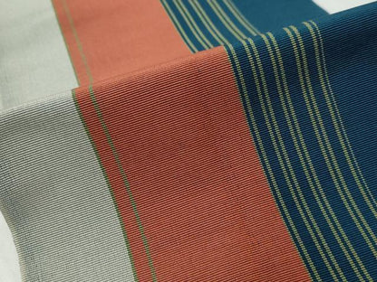 平和屋着物◎本場筑前博多織　両面半幅帯　麻の葉間道　正絹　逸品　DABK0666ud