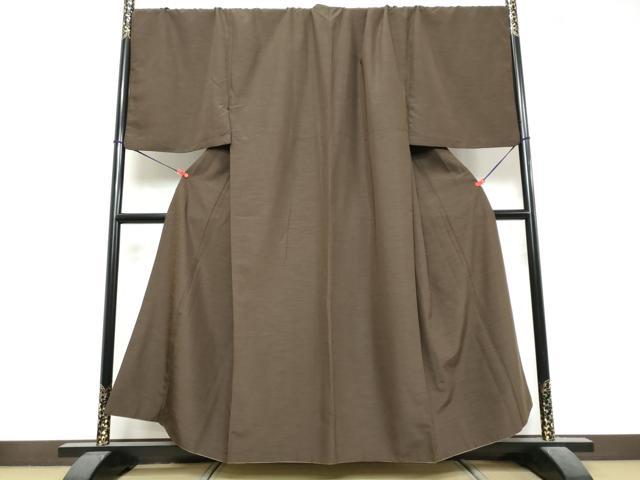 平和屋着物●男性　色無地　アンサンブル　長羽織　赤墨色　キングサイズ　洗える着物　DABK0673ud