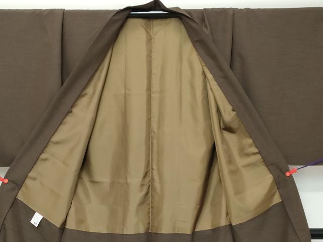 平和屋着物●男性　色無地　アンサンブル　長羽織　赤墨色　キングサイズ　洗える着物　DABK0673ud