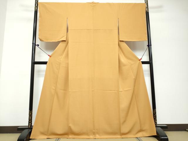 平和屋着物●上質な色無地　山吹茶色　正絹　逸品　DABK0678ud