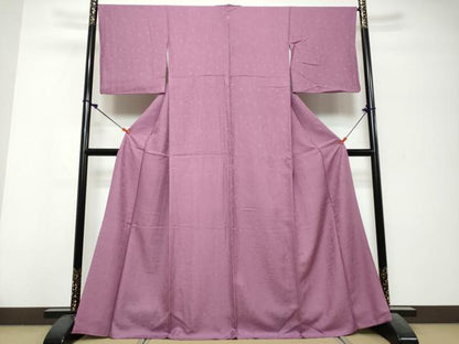 平和屋着物●上質な色無地　抽象地紋　紅紫色　正絹　逸品　DABK0679ud