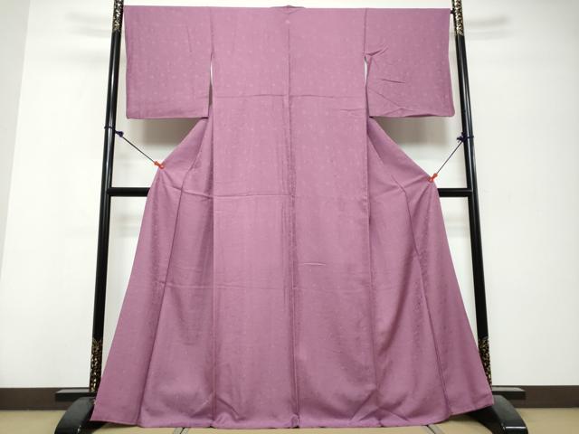 平和屋着物●上質な色無地　抽象地紋　紅紫色　正絹　逸品　DABK0679ud