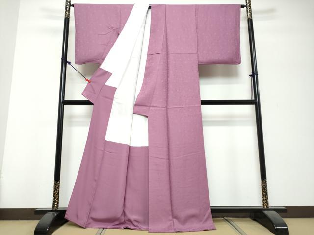 平和屋着物●上質な色無地　抽象地紋　紅紫色　正絹　逸品　DABK0679ud