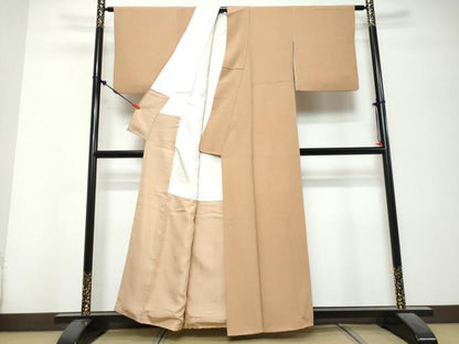 平和屋着物●染色作家　斉藤三才　色無地　江戸茶色　正絹　逸品　DABK0681ud