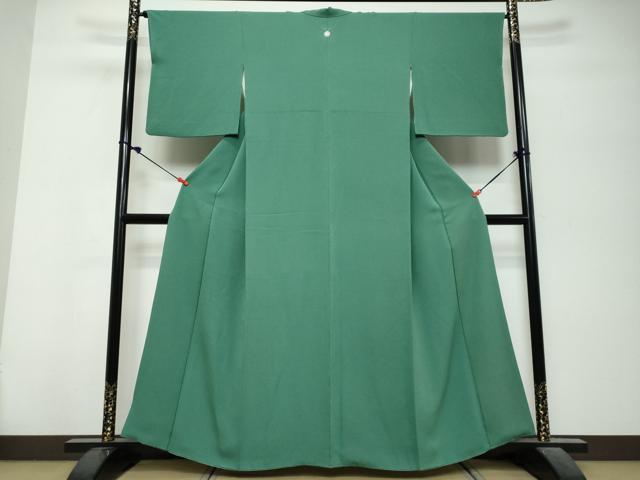平和屋着物●ファッションデザイナー 花井幸子　色無地　常磐色　正絹　逸品　DABK0683ud