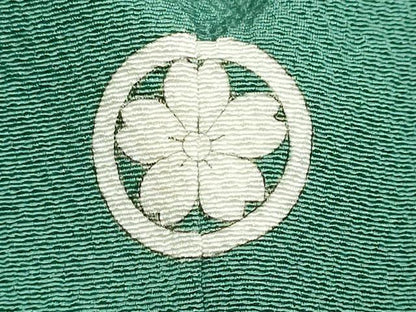 平和屋着物●ファッションデザイナー 花井幸子　色無地　常磐色　正絹　逸品　DABK0683ud