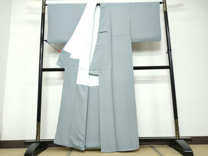 平和屋着物●上質な色無地　藍鼠色　正絹　逸品　DABK0686ud