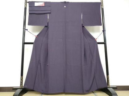 平和屋着物●上質な色無地　堅牢草木染　桑の実色　反端付き　正絹　逸品　DABK0689ud