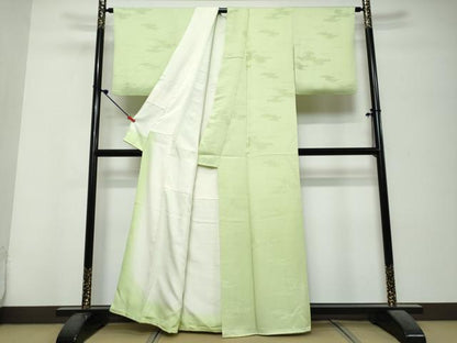 平和屋着物●上質な色無地　若苗色　正絹　逸品　DABK0690ud