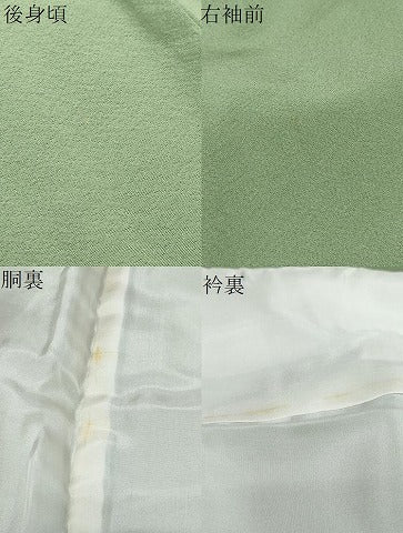 平和屋着物●上質な色無地　柳色　正絹　逸品　DABK0692ud
